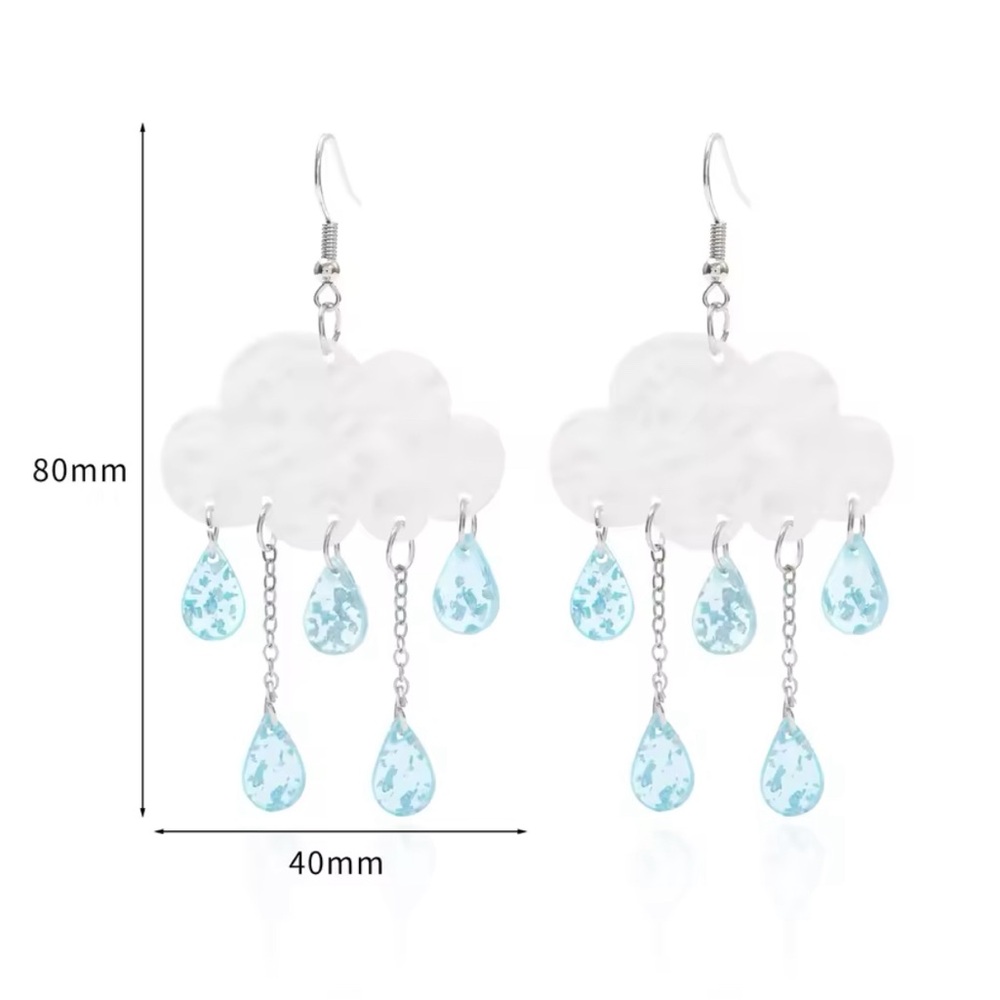Rain Cloud Dangly Earrings - Picture 3 of 4